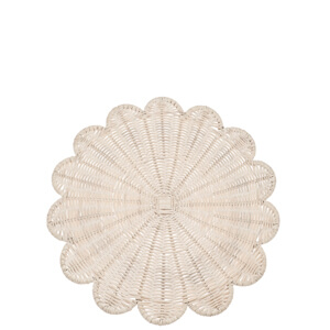 Walton & Co Scalloped White Rattan Placemat